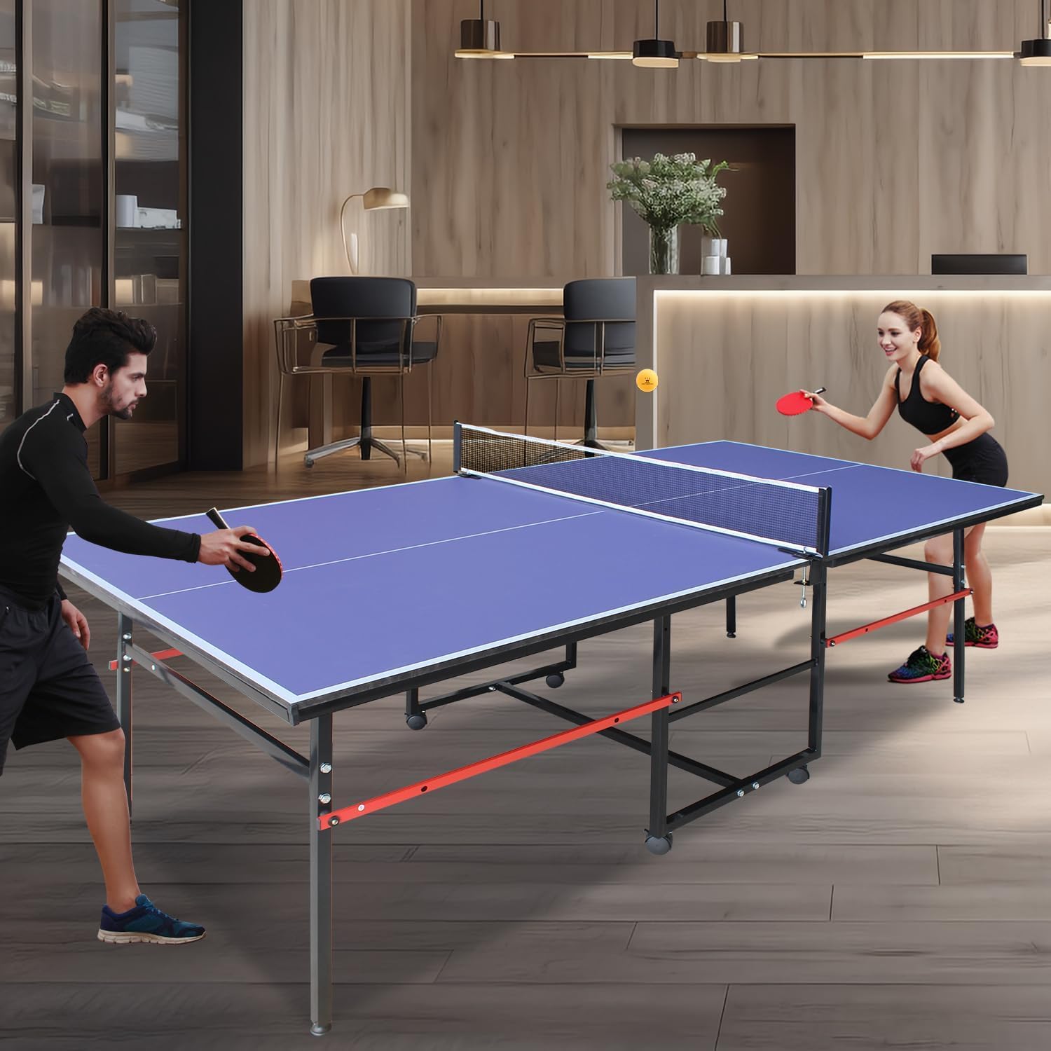 8 ft Portable Ping Pong Table， - Table Tennis Net Set recension och pris