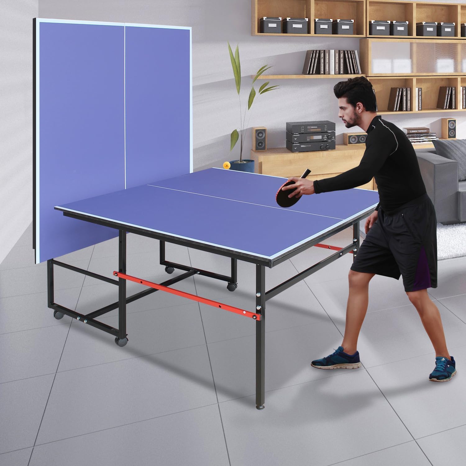 8 ft Portable Ping Pong Table， - Table Tennis Net Set recension och pris
